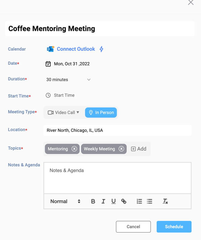 Click on the "Schedule a Meeting" button - 2
