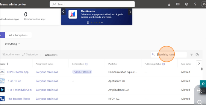 Search by name" field