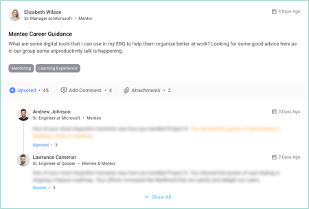 ERG discussions feature on Qooper's platform ERG discussions feature on Qooper's platform
