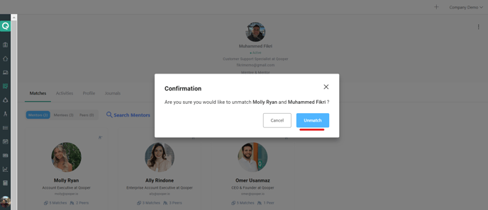 Unmatch' to remove the connection