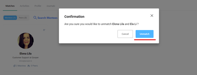 Unmatching "Duration Completed" Users Individually: