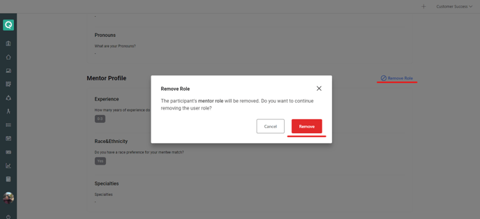 Remove Role" button