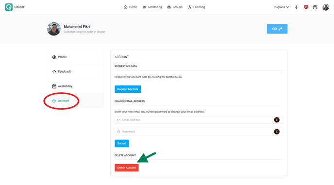 click on the "Account" tab