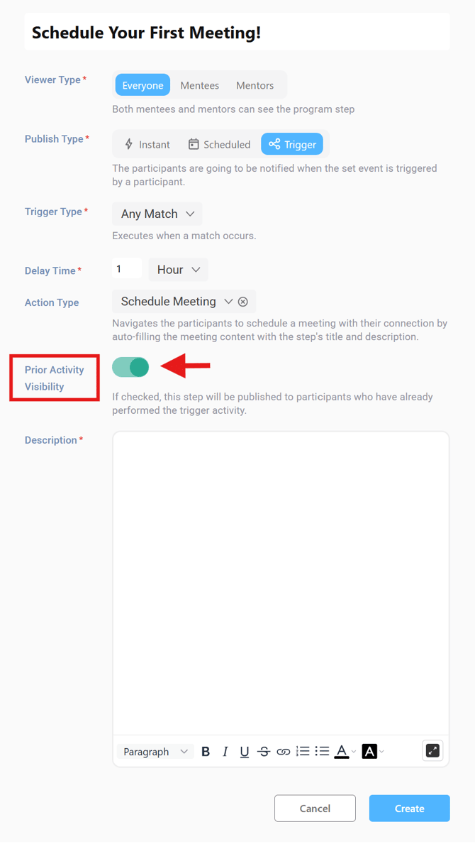 Prior Activity Visibility Toggle in Qooper (Steps Only)