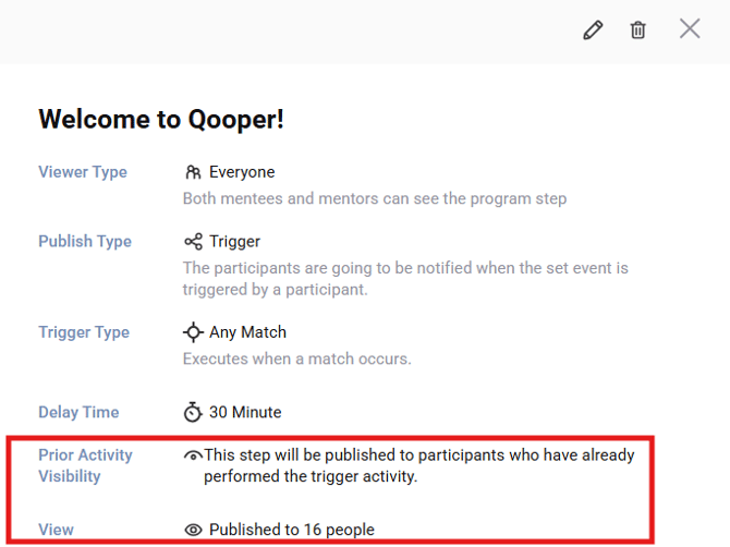 Prior Activity Visibility Toggle in Qooper (Steps Only)