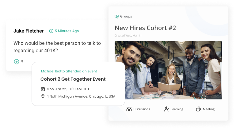 New hires cohort on Qooper's groups feature 
