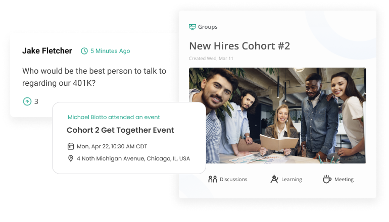 New hires cohort on Qooper's groups feature