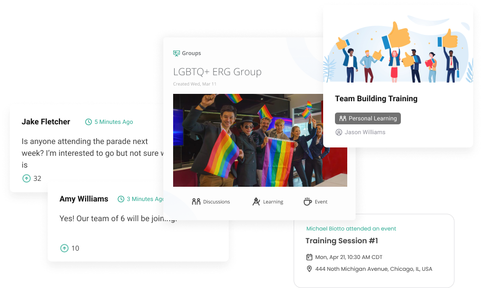 LGBTQ+ ERG groups displayed on Qooper's mentoring software