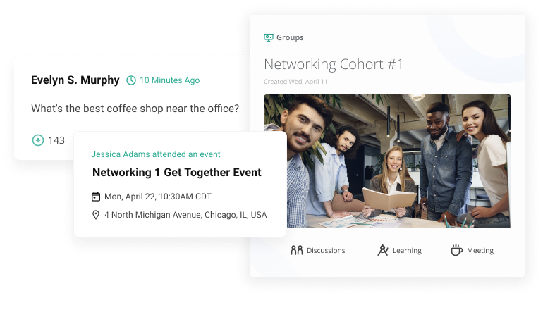 Qooper helps employees organize events and ask for each others' opinions on various subjects with its Groups feature.