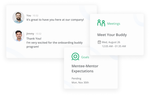 A new employee starting the New Hires - Onboarding Buddy Program on Qooper's Mentoring Platform