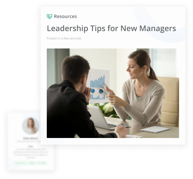 Leadership tips for new managers materials shared on Resources feature on Qooper's software