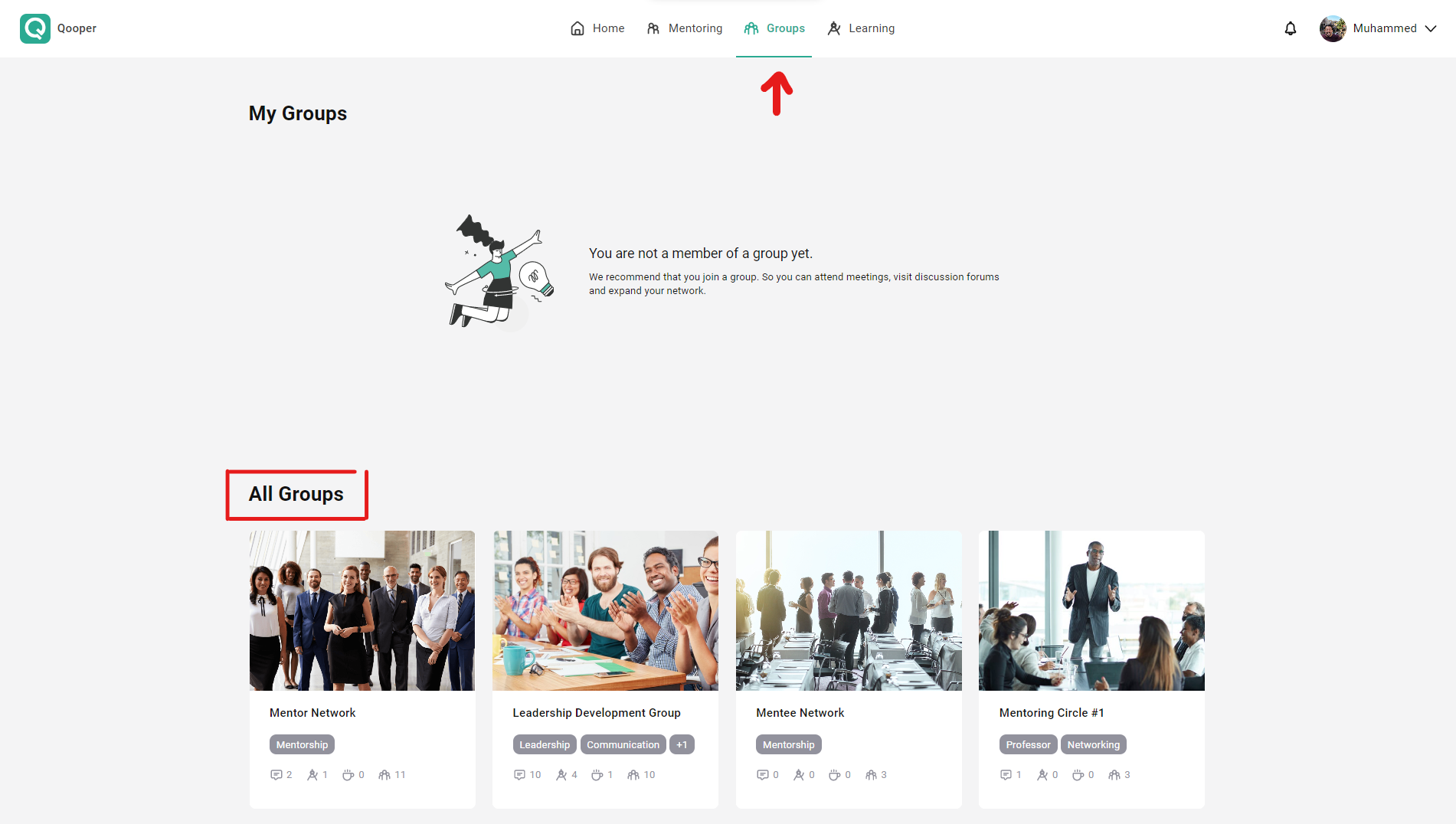 How to join groups in Qooper?