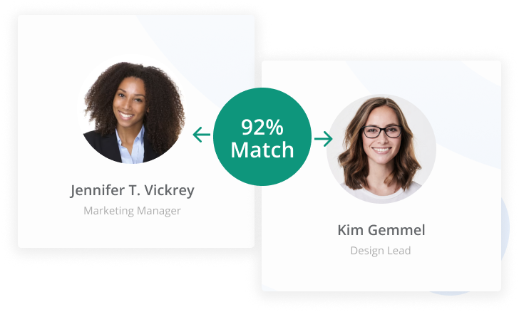 Two employees from senior employees matched by Qooper's matching algorithm